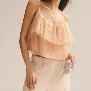 By Anthropologies Elegant Peach Ruffle Top